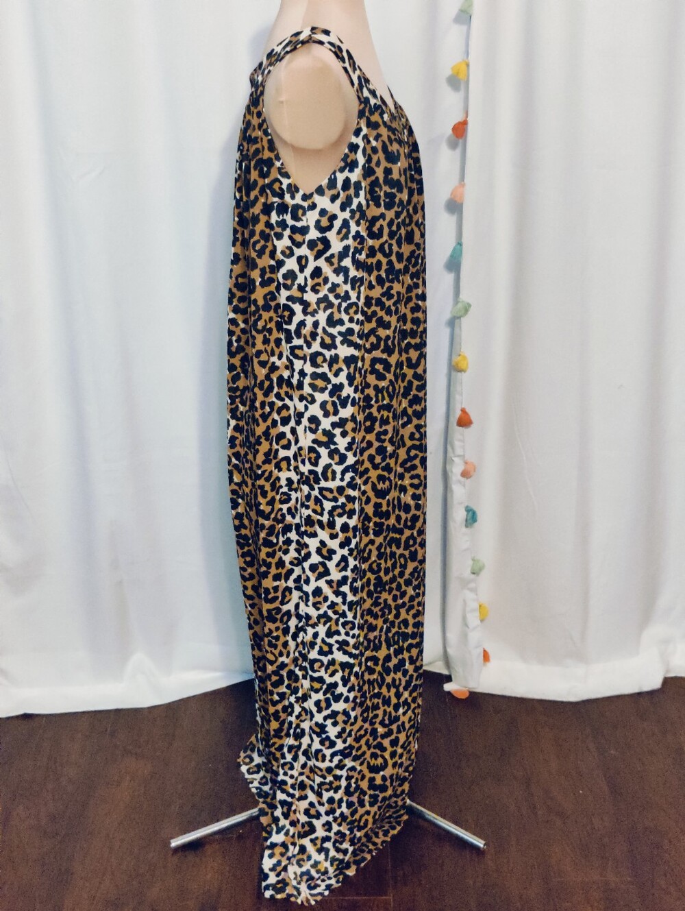 Vintage Mid Century Old Hollywood Slinky Animal Print Full Length Gown Dress - Picture 5 of 7